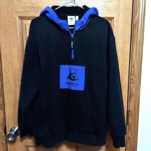 ADIDAS ORIGINALS Adventure Hoodie‎ Polar bear Sweatshirt Black/Blue Men's M